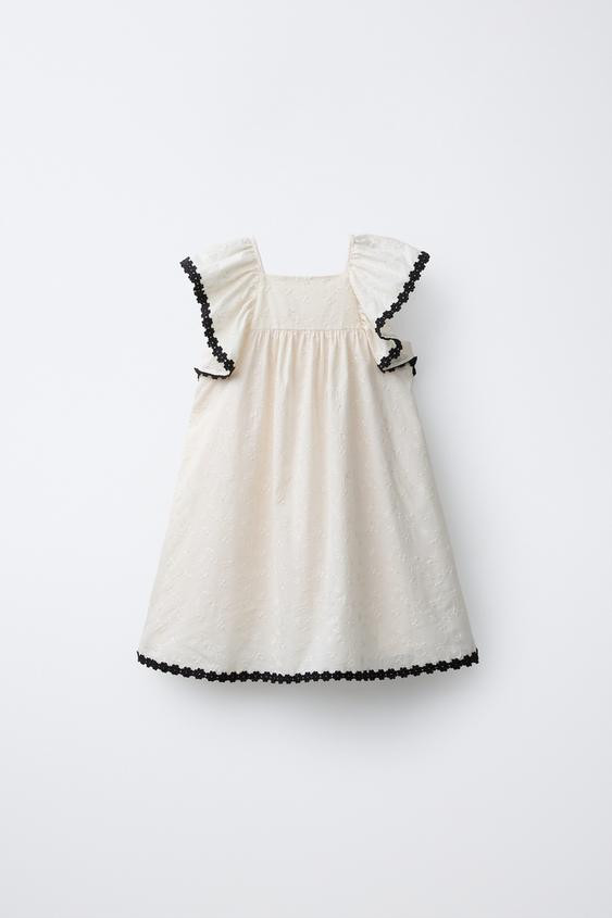 CONTRAST EMBROIDERED DRESS | Zara US