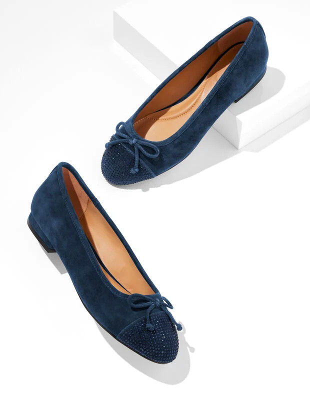 Madison Rhinestone Suede Ballet Flats | Talbots