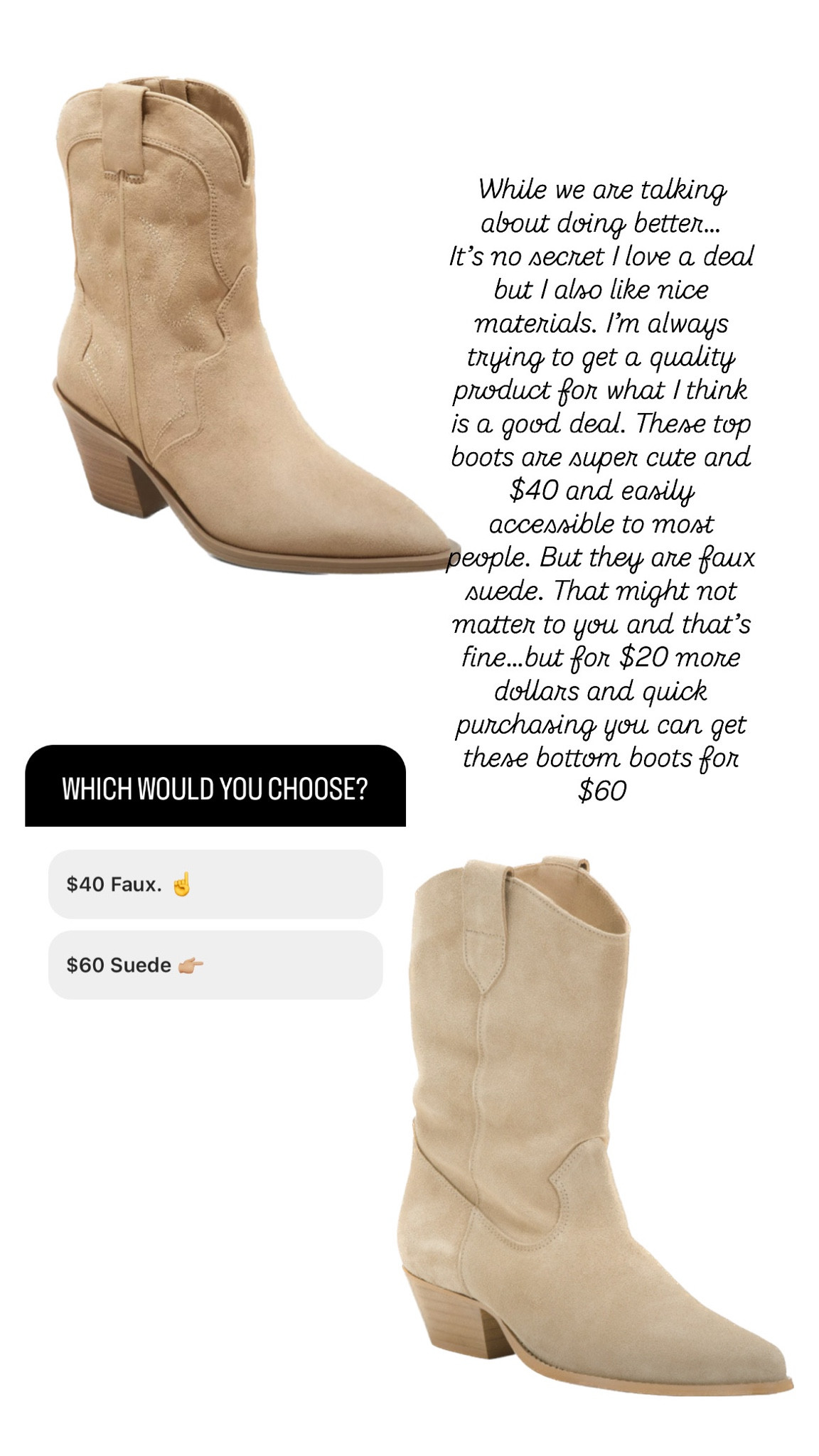 Suede booties for fall. Tan cowgirl boots for fall. Western inspired boots. 

#LTKFindsUnder50 #LTKFindsUnder100 #LTKShoeCrush