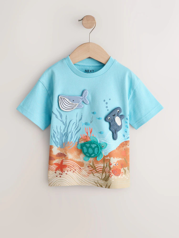 Blue Sea Animal Short Sleeve 3D Padded T-Shirt (3mths-7yrs) | Next US