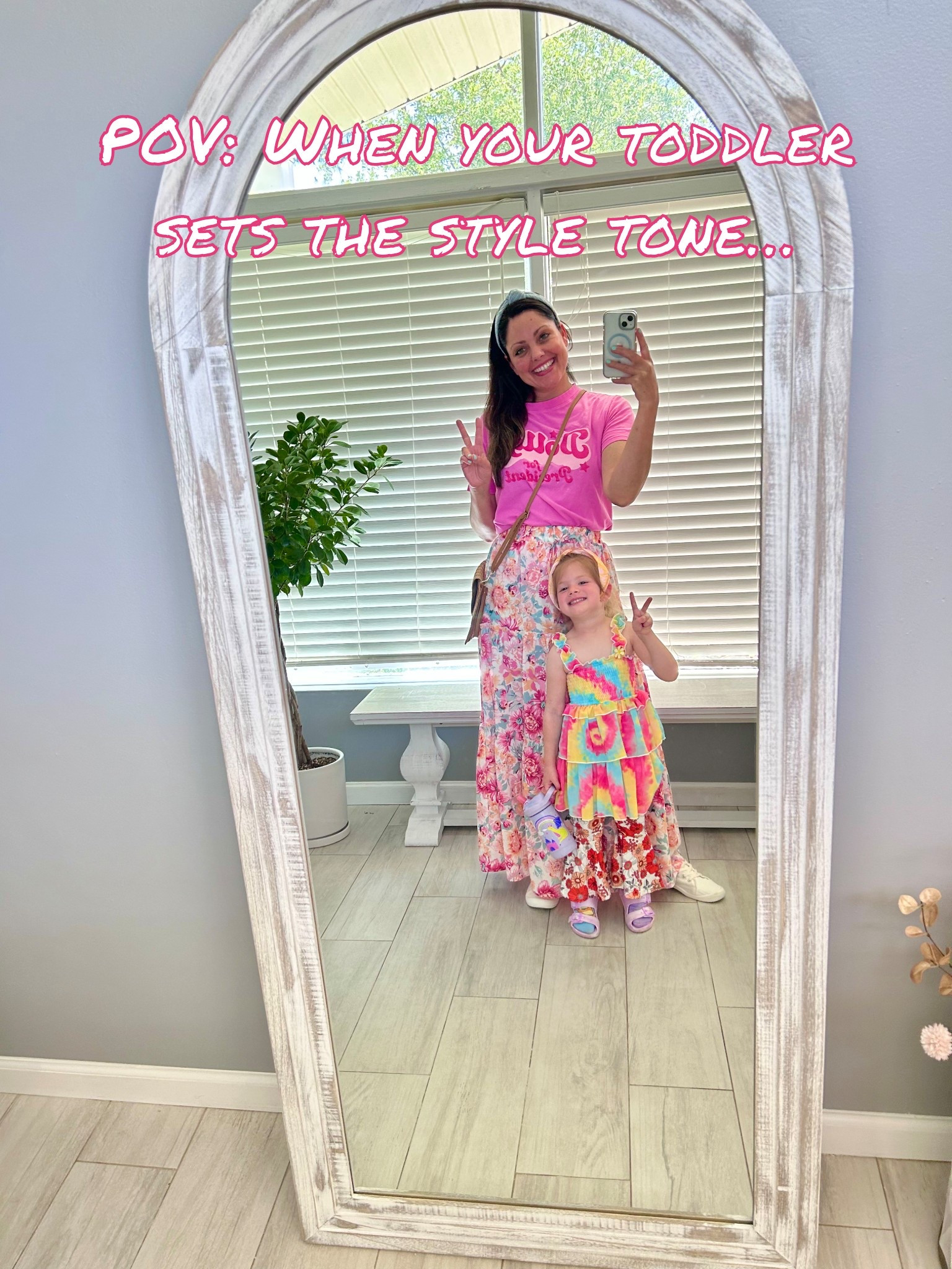 When your toddler sets the style tone…
She’s rocking floral bells and tie-dye sandals, so I grabbed my flowy skirt (M) and fave ‘Dolly for President’ tee (Pink Lily, M) to try and match her flower child energy. Boho vibes approved by my 3-year-old trendsetter.

#LTKKids #LTKFindsUnder50 #LTKSeasonal