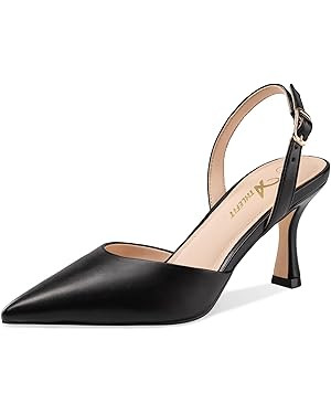 Athlefit Closed Pointed Toe Low Heels for Women Dress Work Wedding Party Slingback Stiletto Pumps... | Amazon (US)