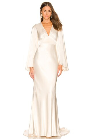 Shona Joy La Lune Circle Sleeve Backless Maxi Dress in Cream from Revolve.com | Revolve Clothing (Global)