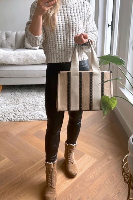 Bought this new Chloe woody tote inspired bag for summer, but still making it work for winter with a pair of leather leggings. And the best part about this bag is the price - under €30/$35. 😍
EU links are first.

Casual chic outfit, daytime outfit, transitional outfit ideas, chloe bag dupe, how to wear leather leggings, European style, French blogger style 

#LTKeurope #LTKunder50 #LTKitbag
