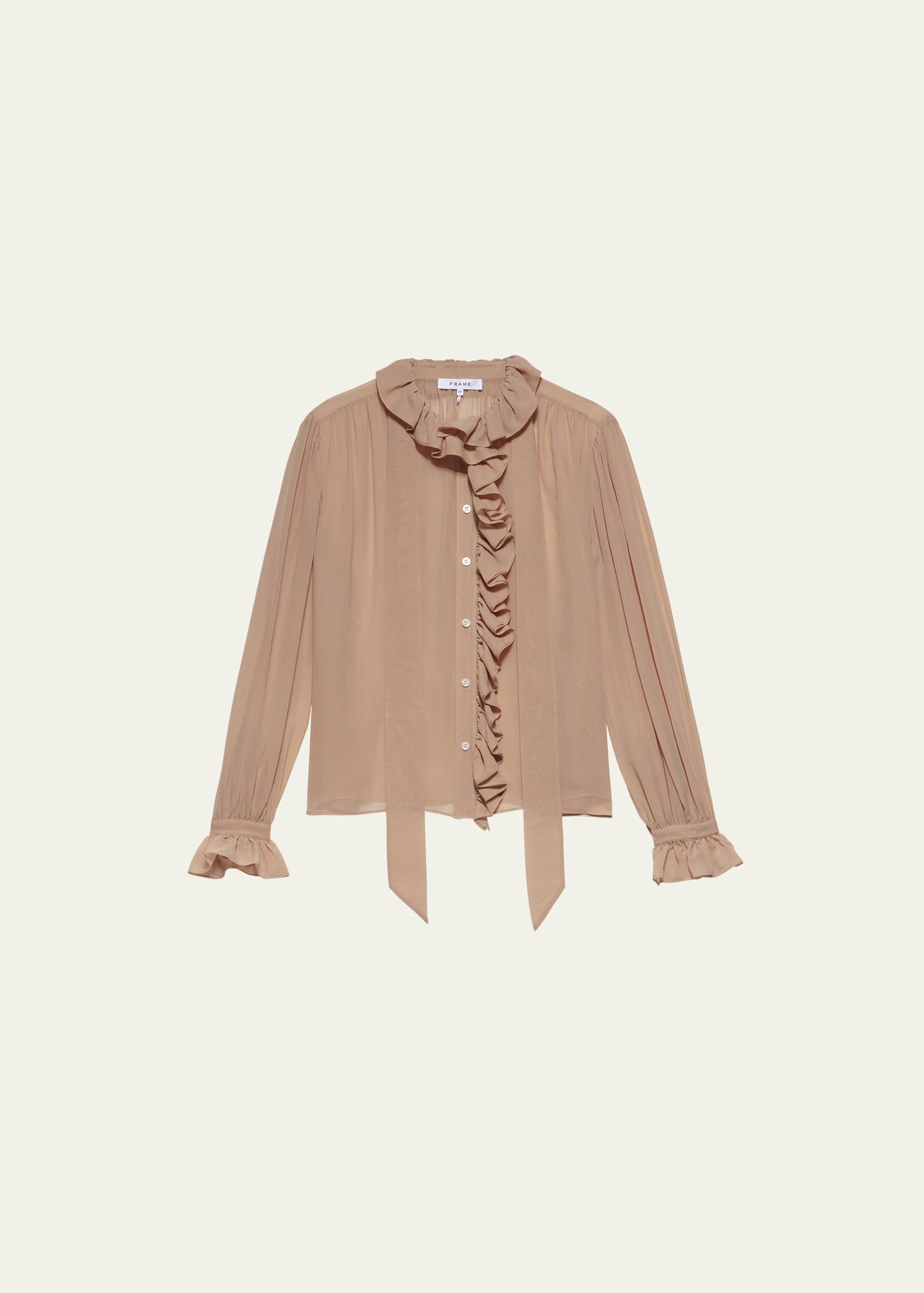 FRAME Ruffled Silk Button-Front Top | Bergdorf Goodman