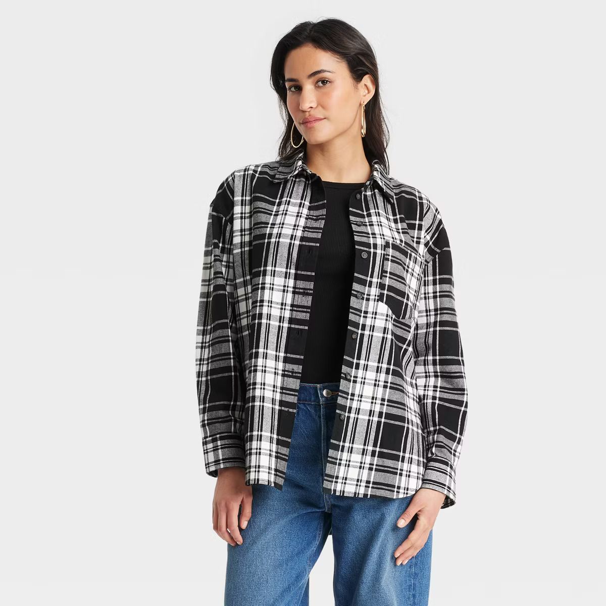 Women's Oversized Flannel Long Sleeve Collared Button-Down Shirt - Universal Thread™ | Target