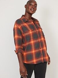 Long-Sleeve Plaid Flannel Boyfriend Tunic Shirt for Women | Old Navy (US)