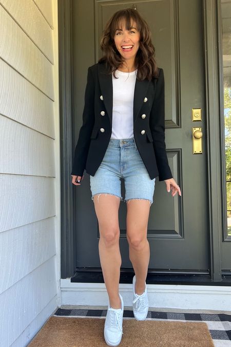 HIGH LOW STYLING WITH A VERONICA BEARD BLAZER

use code Jen for 20% off my jean shorts 