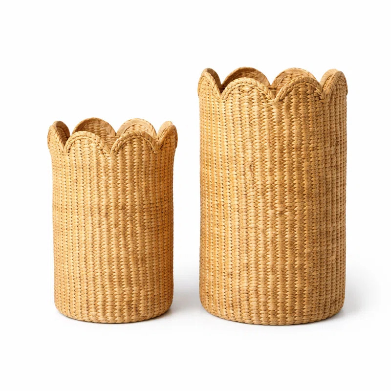 Cole and Grey Rattan Woven Light Brown Decorative and Functional Storage Basket with Wavy Edges S... | Wayfair North America