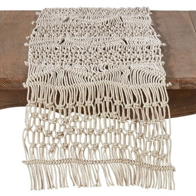 Saro Lifestyle Macramé Runner, 16"x72", Natural | Target