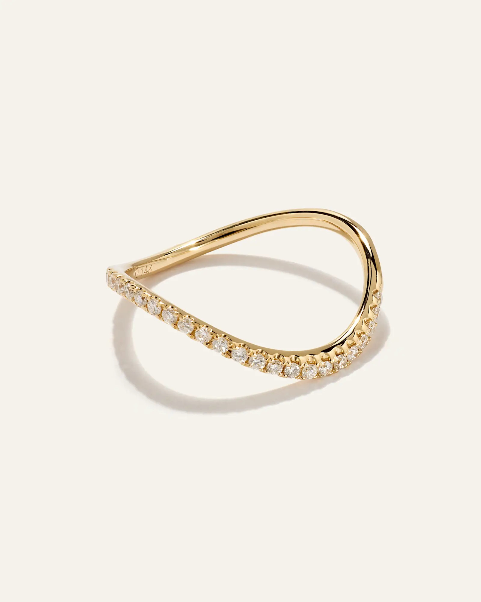 14K Gold Pave Wave Ring in Yellow Gold | Quince