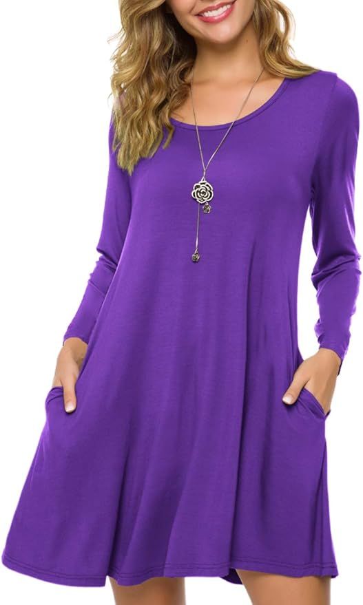 ZENNILO Plus Size Casual T Shirt Dresses for Women Flowy Swing Tunic Dress Pockets | Amazon (US)