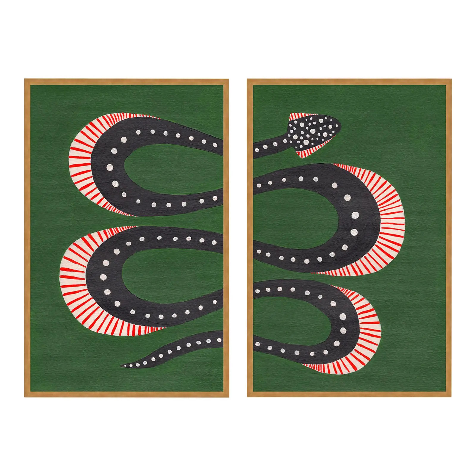 Zucchini the Snake by Willa Heart in Gold Framed Paper, Medium Art Print | Chairish