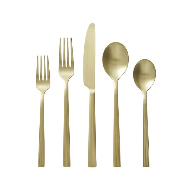 Better Homes & Gardens River 20-Piece Gold Stainless Steel Flatware Set with Handles (Service for... | Walmart (US)