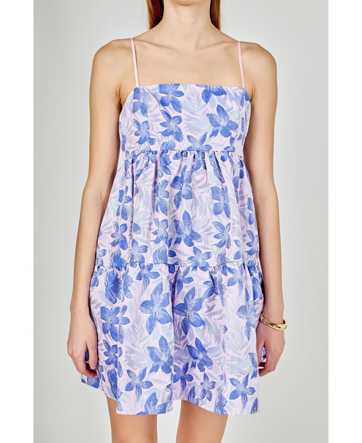 endless rose Women's Metallic Foral Jacquard Mini Dress - Blue/pink | Macy's