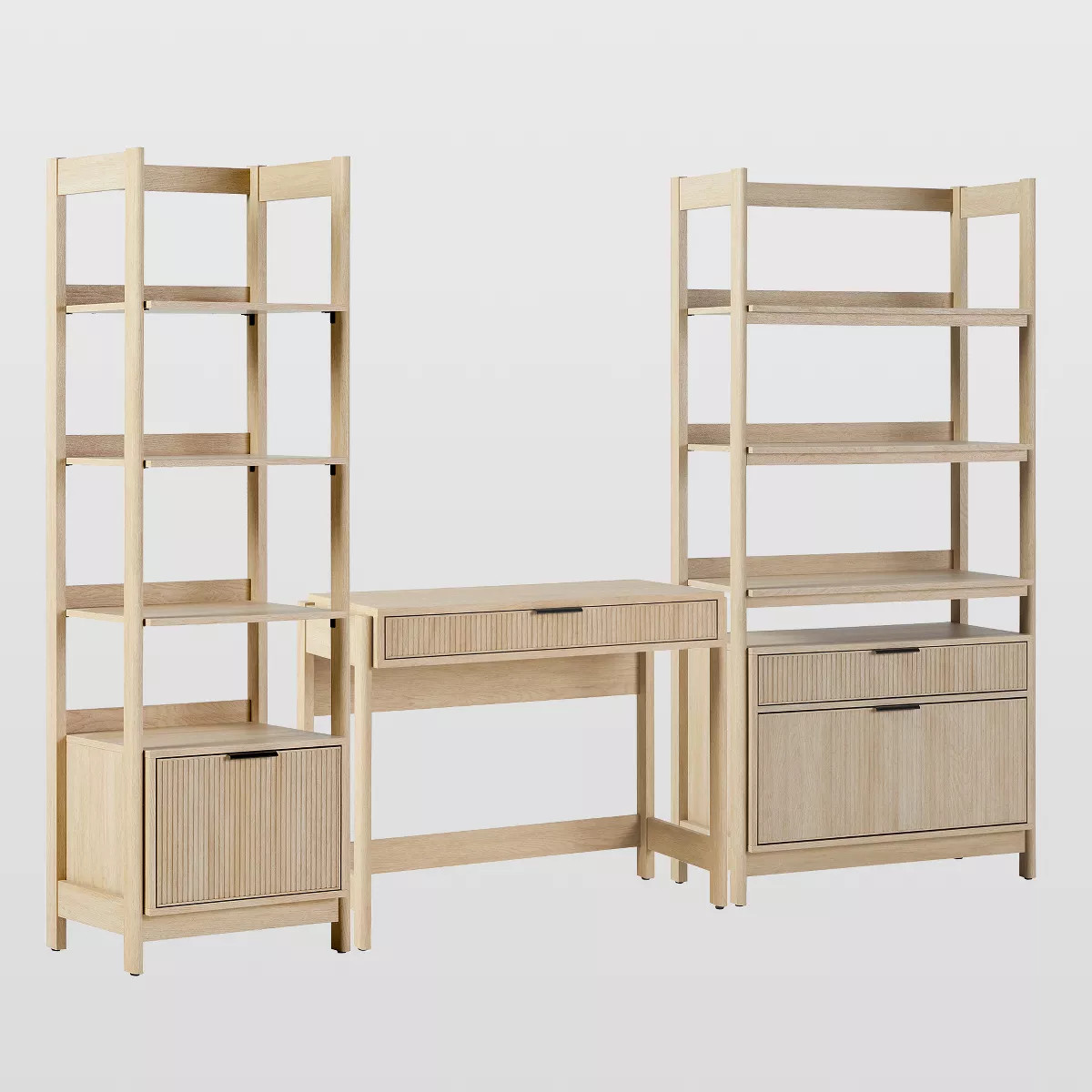 Saracina Home 3pc Transitional Desk with 1 Narrow Bookcase and 1 Wide Bookcase Coastal Oak | Target