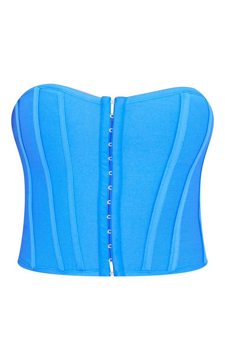 Bright Blue Bandage Hook And Eye Structured Corset | PrettyLittleThing US