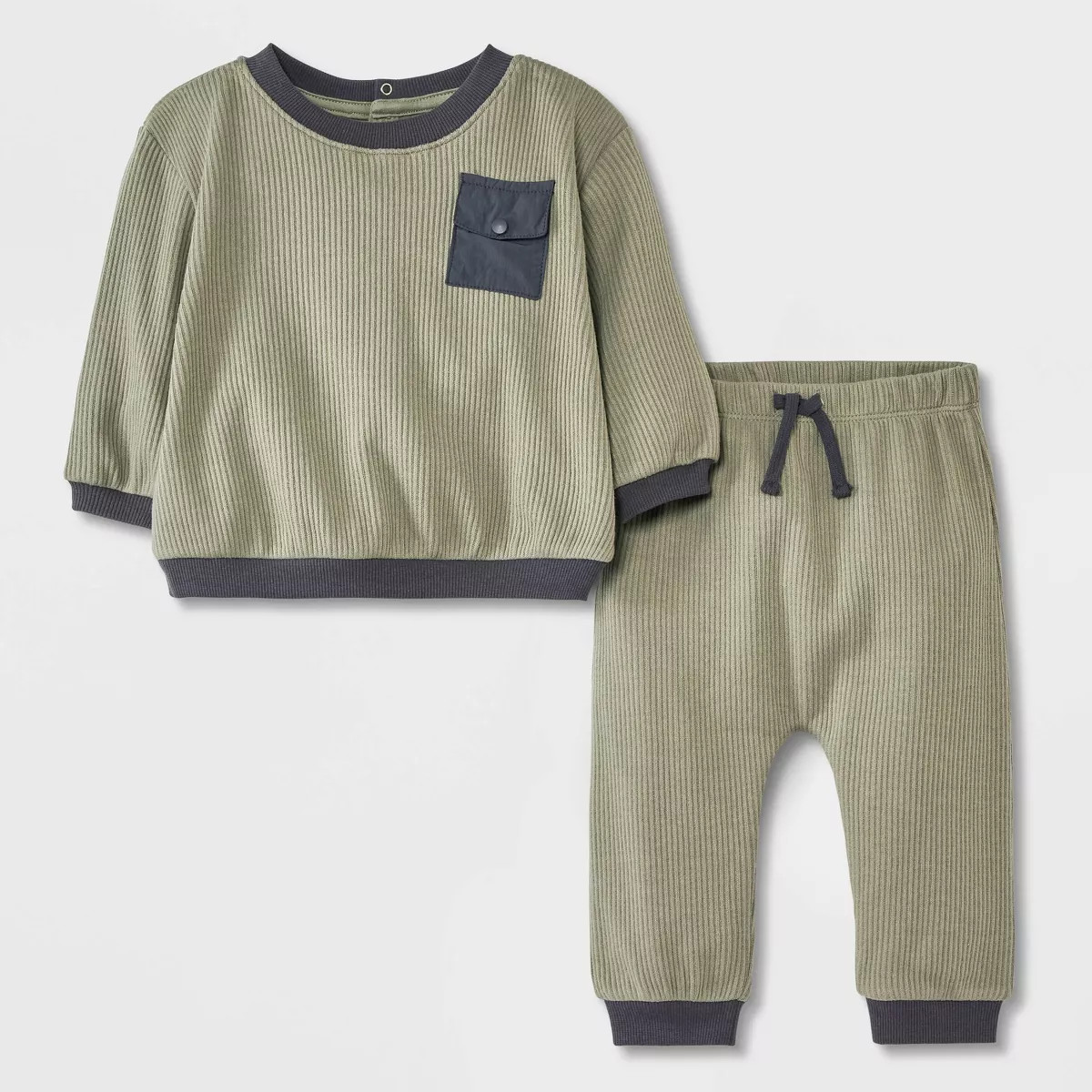 Grayson Mini Baby Boys' Ribbed Top & Bottom Set - Green | Target