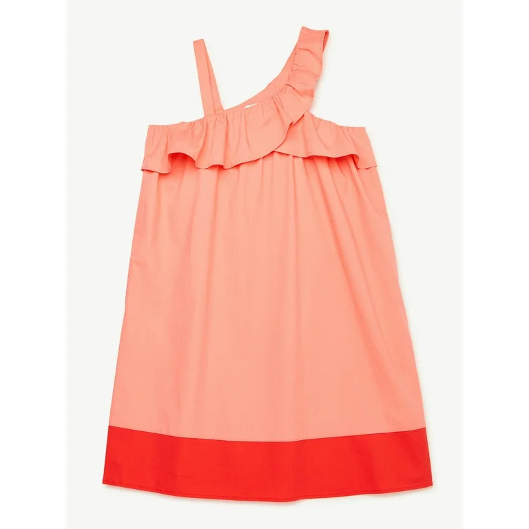Free Assembly Girls Babydoll Dress with Asymmetric Neckline, Sizes 4-18 | Walmart (US)