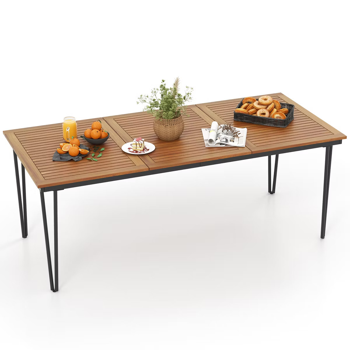 Costway 79" Outdoor Dining Table 8-Person Patio Table with 1.9" Umbrella Hole | Target