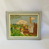 Vintage Landscape Embroidery Art Framed | Etsy (US)