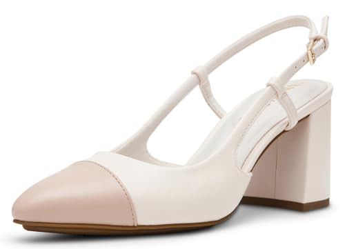 Anne Klein Women's Brooklyn Pointed Toe Slingback Heels, Cream/White, 10 | Amazon (US)