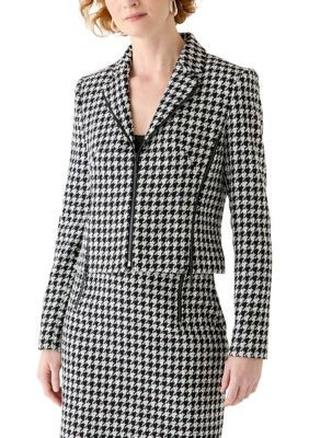 DKNY Women's Houndstooth Blazer with Zippers, 12 | Belk
