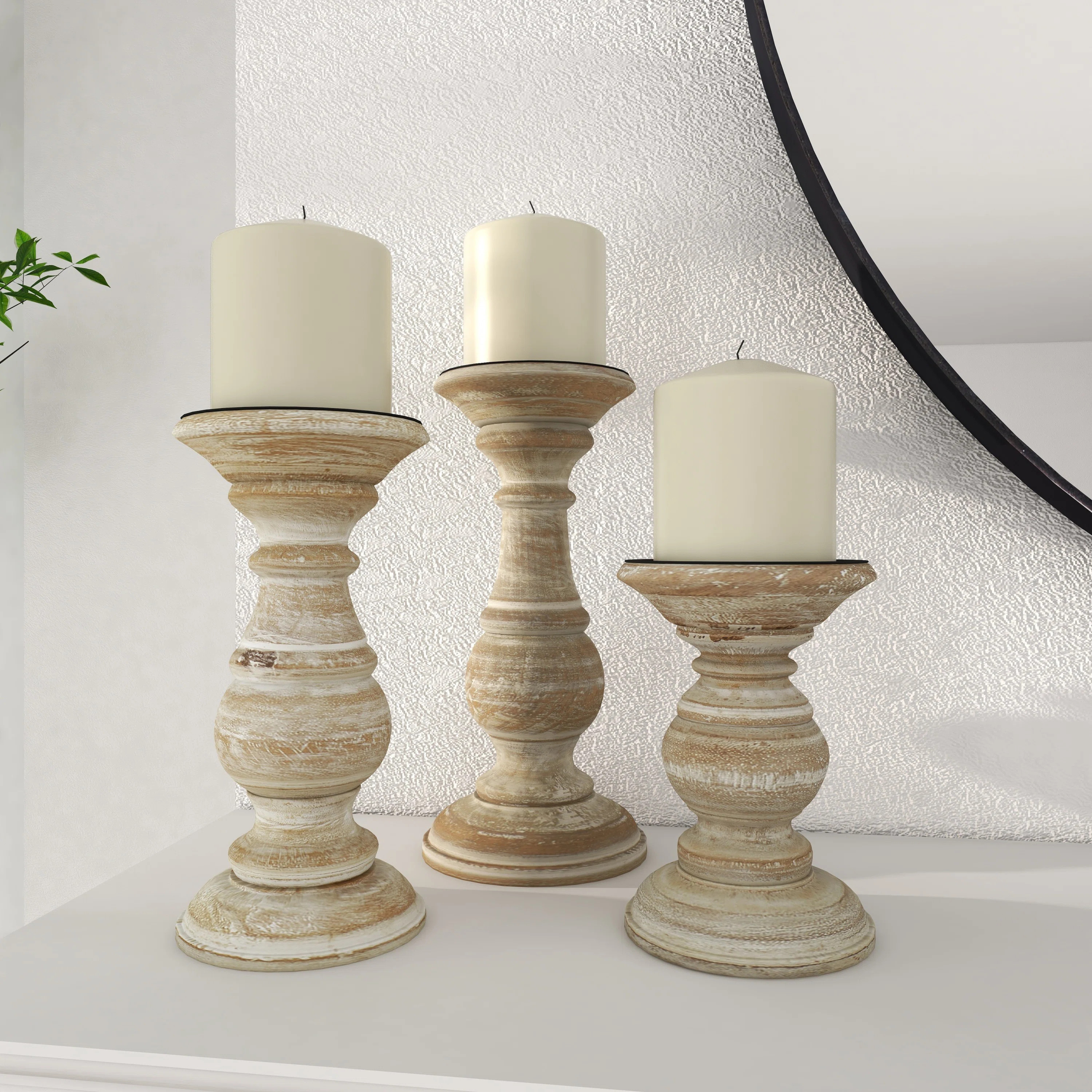 Laurel Foundry Modern Farmhouse® 3 Piece Wood Tabletop Candlestick Set & Reviews | Wayfair | Wayfair North America