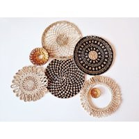 Boho Basket Set Wall Decor, Rattan Wicker Home Woven Baskets, Bohemian Hanging | Etsy (US)