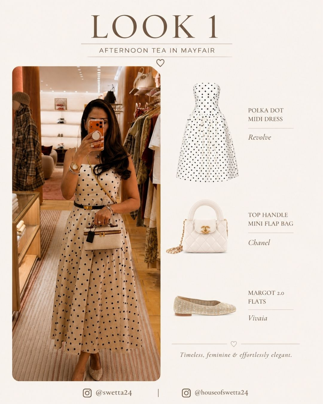 Nothing says London quite like afternoon tea in Mayfair. I paired this timeless polka dot midi dress with a classic Chanel bag and the comfiest Vivaia flats for a look that felt feminine, polished, and perfect for strolling the city afterward.
 

 #LTKgrwm #LTKSeasonal #LTKTravel