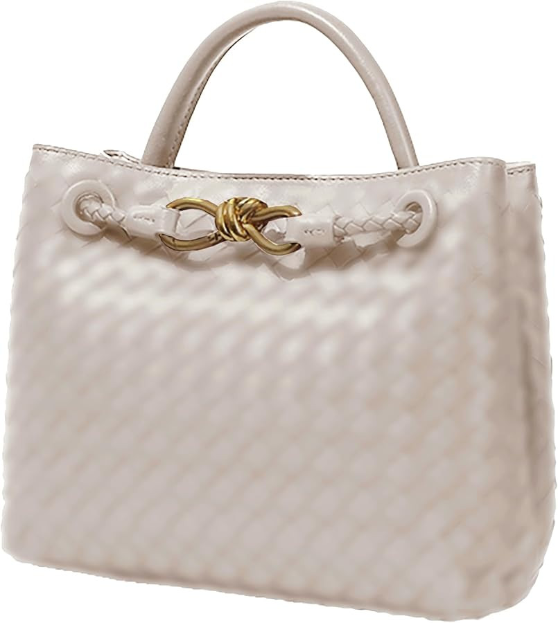 URAWOW Woven Bags for Women Bowknot Small Tote Hobo Shoulder Crossbody Bags PU Leather Handwoven ... | Amazon (US)