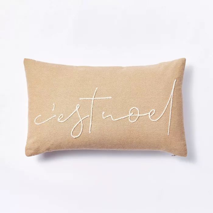 Oversized 'C'est Noel' Lumbar Throw Pillow Neutral - Threshold™ designed with Studio McGee | Target