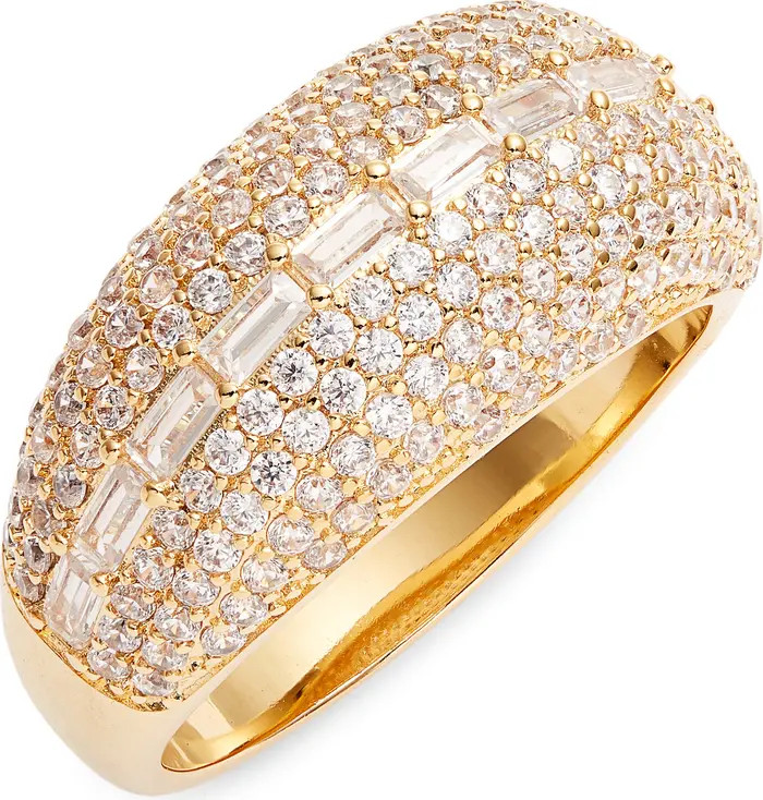 Baguette Center Pavé Cubic Zirconia Ring | Nordstrom