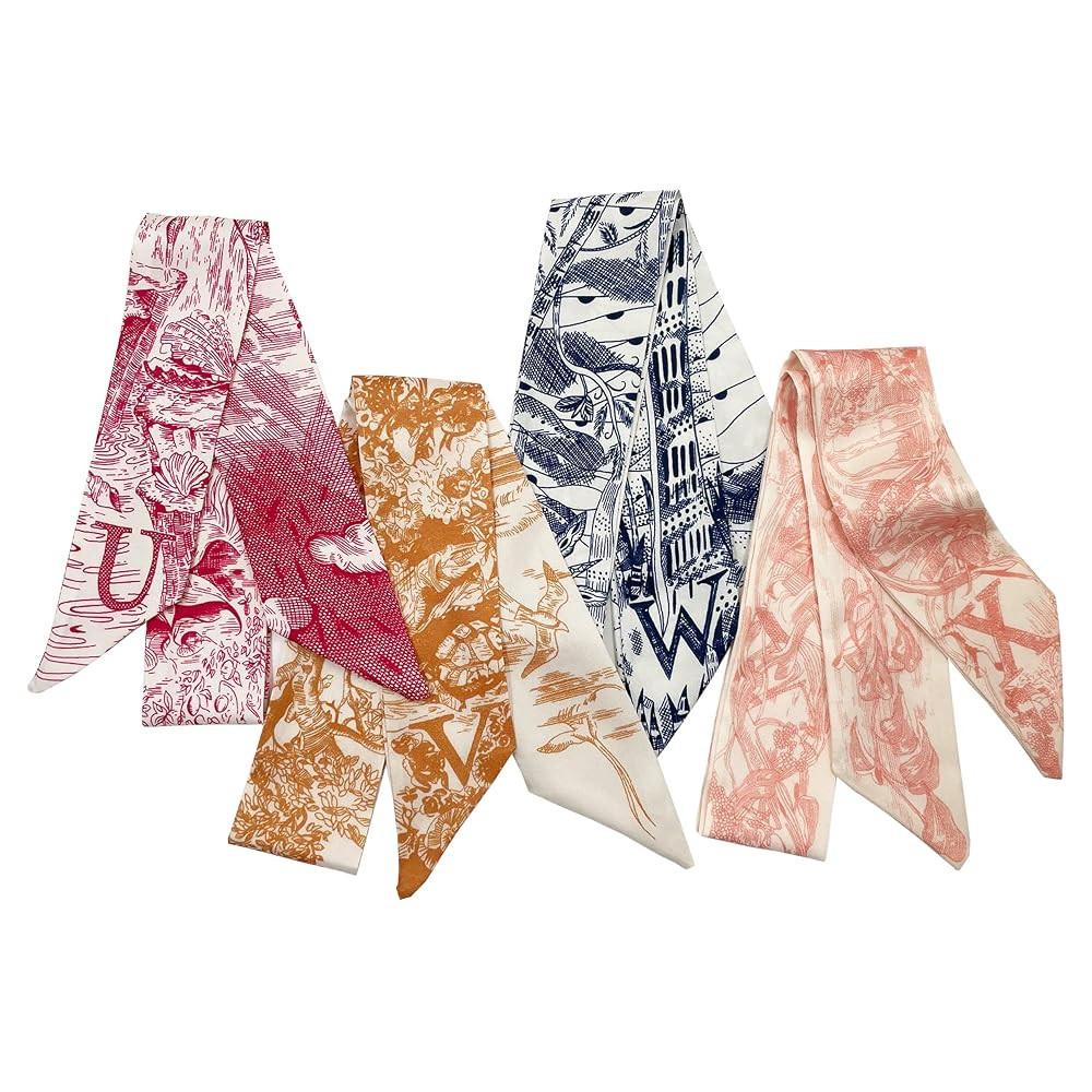 4pcs Purse Scarf For Handbags Silk Head Scarf For Hair Fashion Skinny Scarf For Women Long Necker... | Amazon (US)
