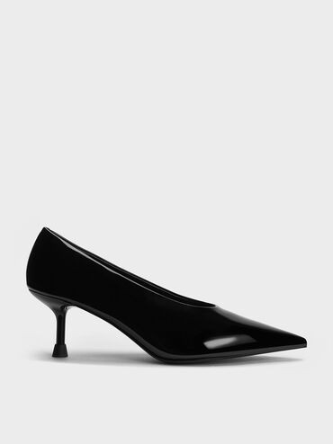 Black Patent Pointed-Toe Kitten-Heel Pumps | CHARLES & KEITH | Charles & Keith CA
