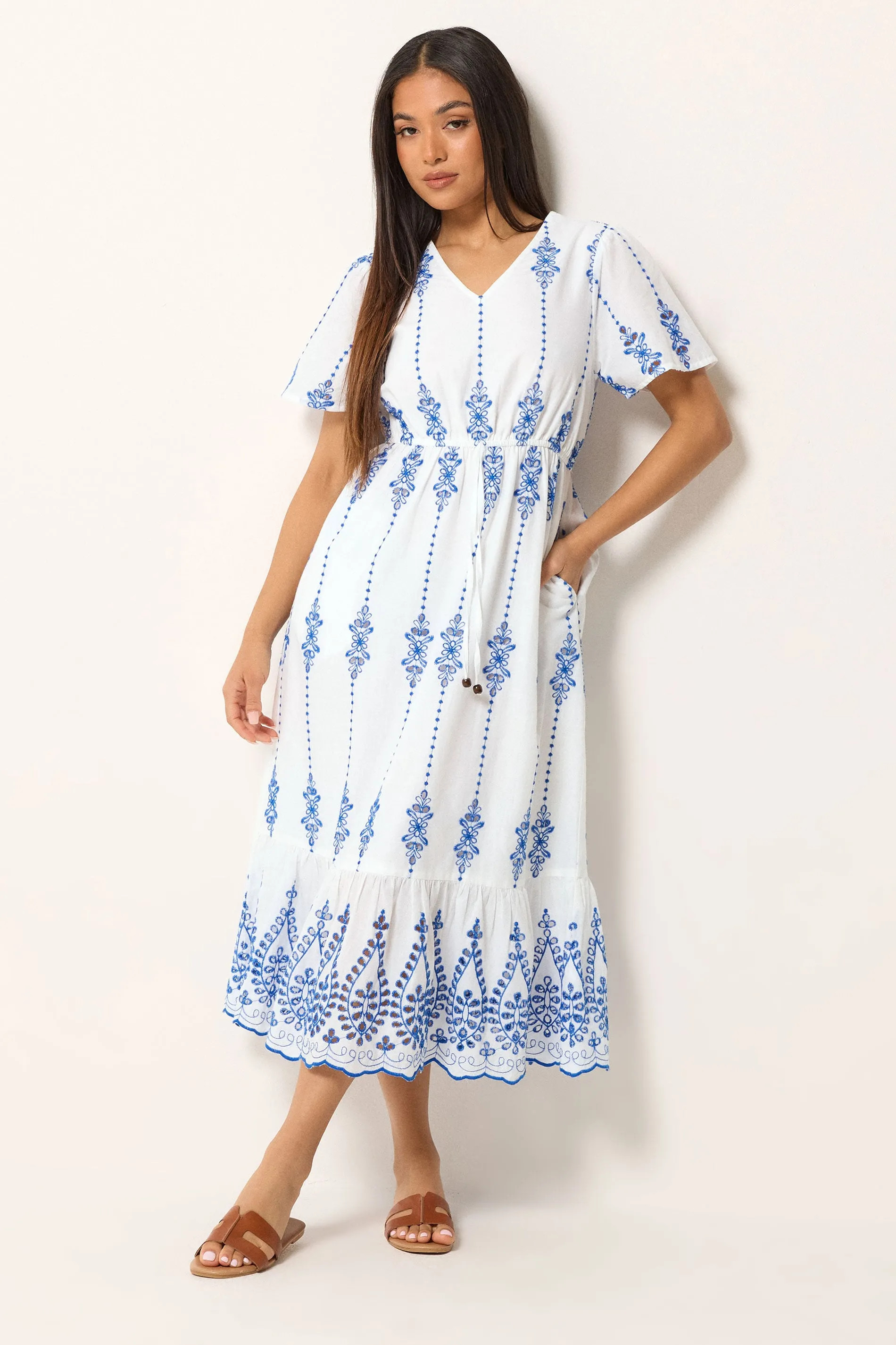 White M&Co Petite Broderie Cotton Dress | Debenhams | Debenhams UK