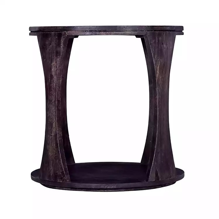 New! Round Dark Brown Mango Wood Accent Table | Kirkland's Home