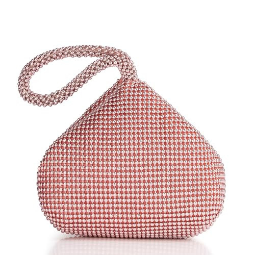 BABEYOND Women's Beaded Clutch Evening Bags Vintage Elegant Triangle Purse for 1920s Party Prom Wedding (Rosegold, One Size) | Amazon (US)
