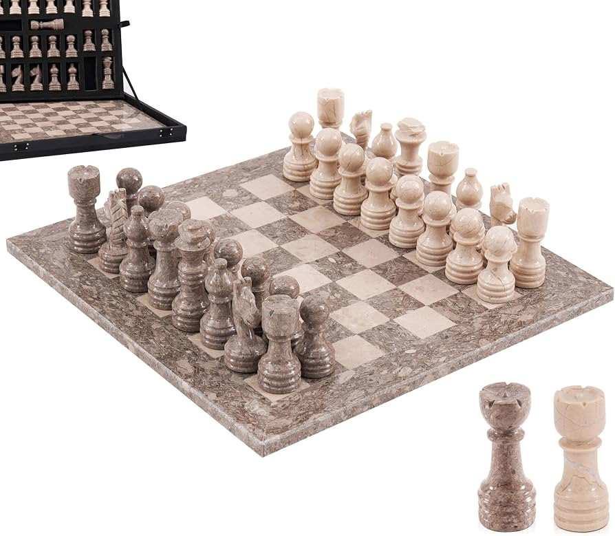 Marble Chess Set for Adults 12" Handmade Oceanic & Verona Board Game with 32 Chess Pieces, 2 Extr... | Amazon (US)