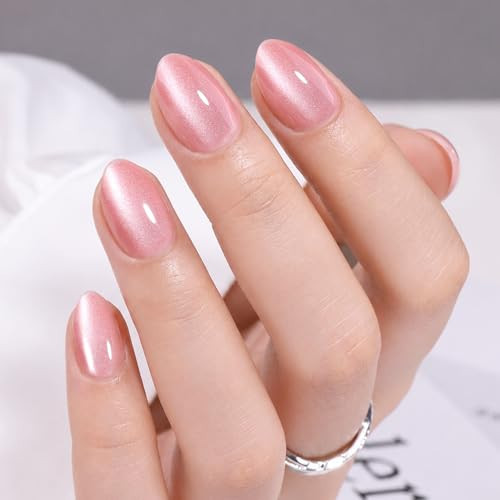 UNA GELLA Extra Short Almond Press on Nails - 32Pcs 16 Sizes Soft Gel Fake Nails with Cat Eye Velvet Finish, Nude Pink Reusable Glue on Nails for Daily Wear & Salon Manicure | Amazon (US)