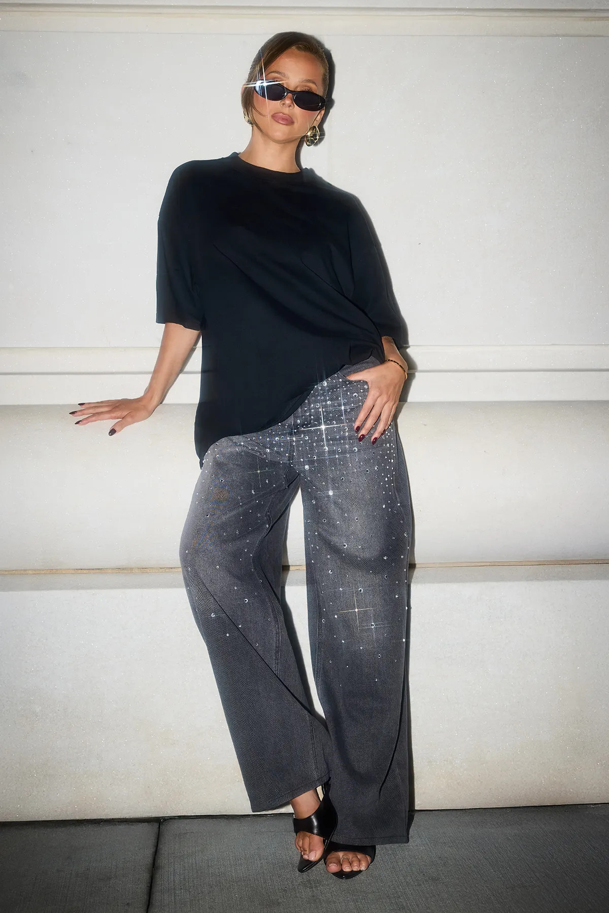 Embellished High Waist Straight Leg Jean | boohoo (US & Canada)