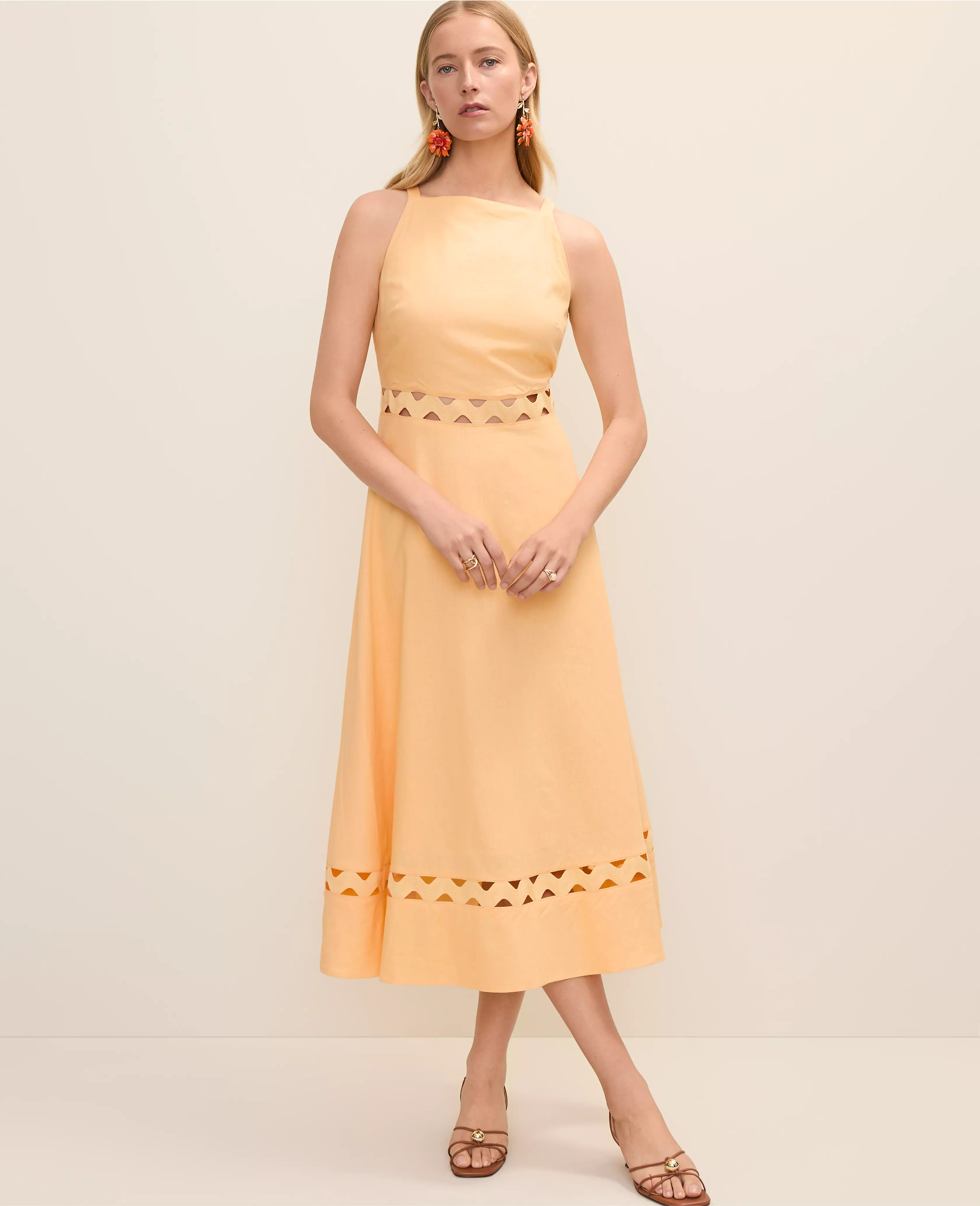 Ric Rac Cutout Dress in Linen Blend | Ann Taylor