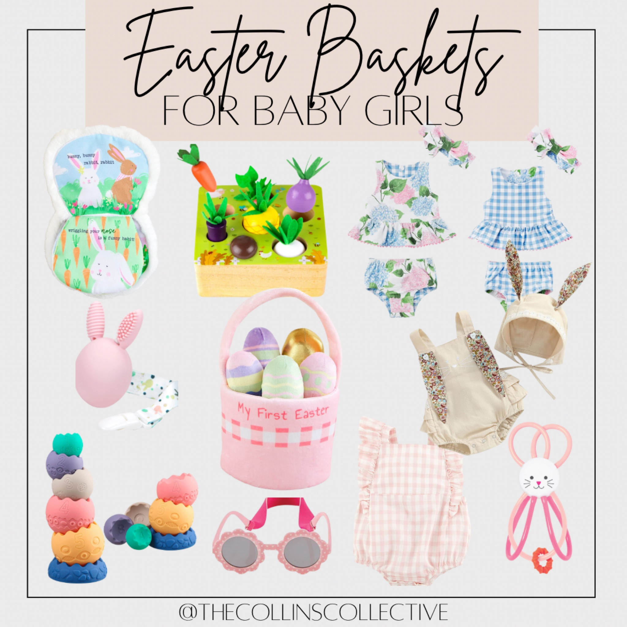 Easter basket, Easter, baby Easter basket, baby toys, baby child clothes. Romper, baby’s first Easter 

#LTKbaby #LTKkids #LTKSeasonal