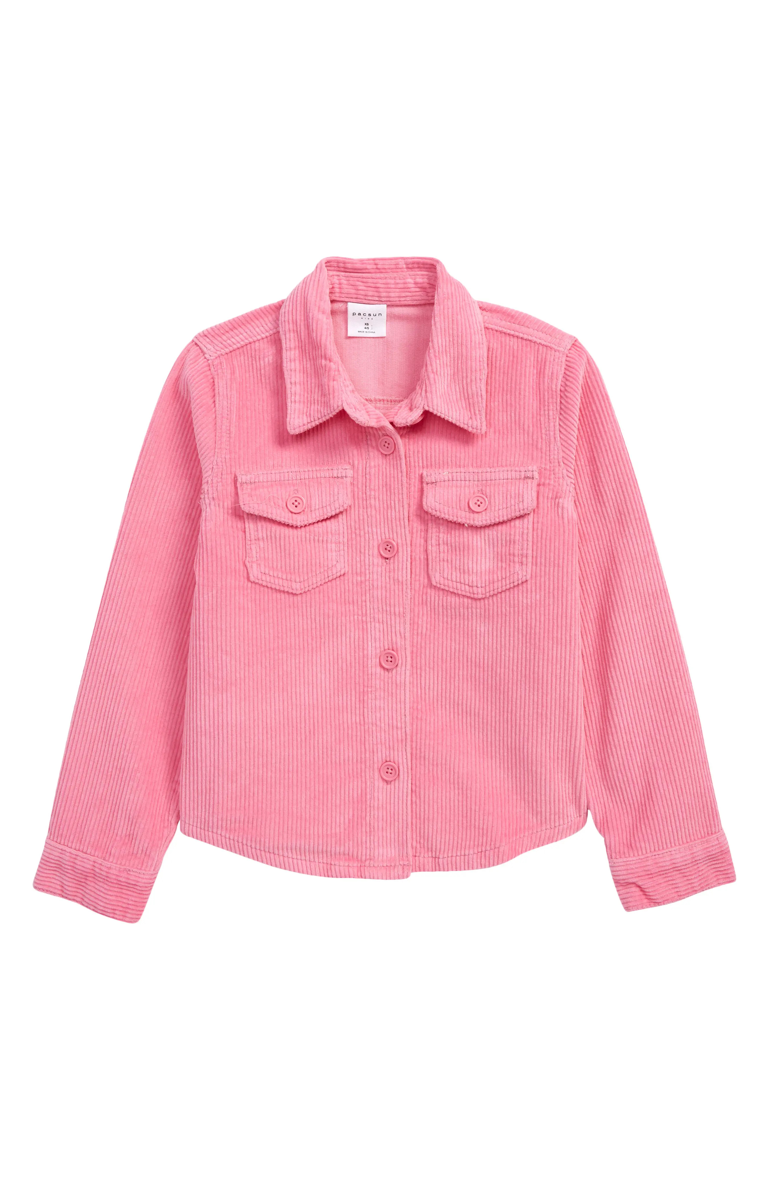 PacSun Corduroy Shirt Jacket, Size M in Fluorescent Pink at Nordstrom | Nordstrom