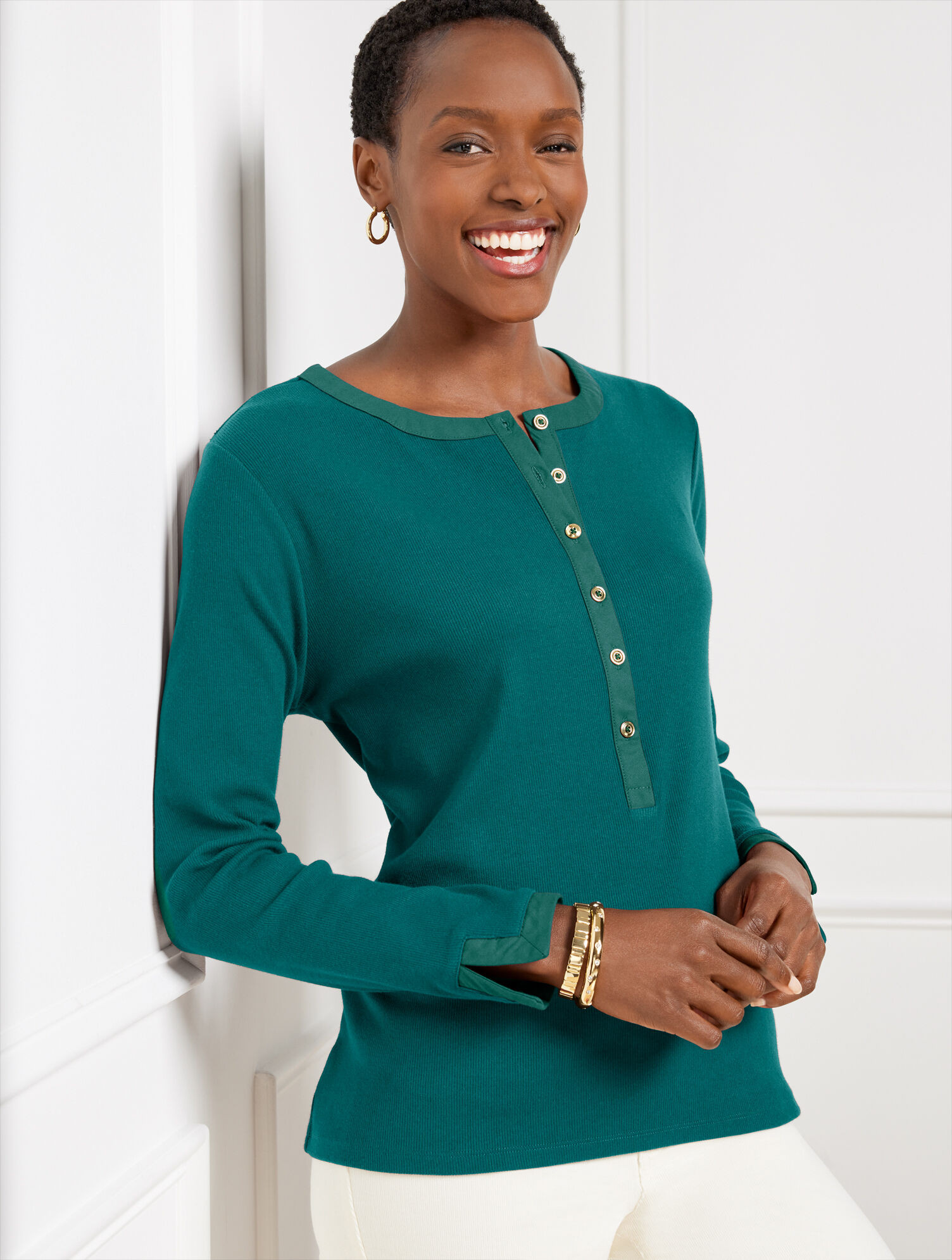 Ribbed Henley Tee | Talbots