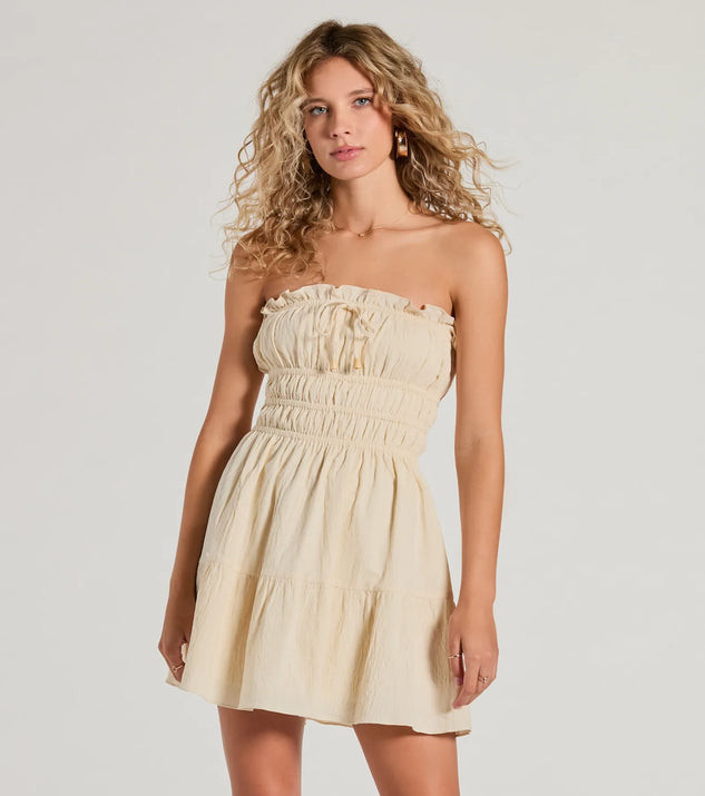 True Devotion Strapless Ruffle Skater Mini Dress | Windsor Stores