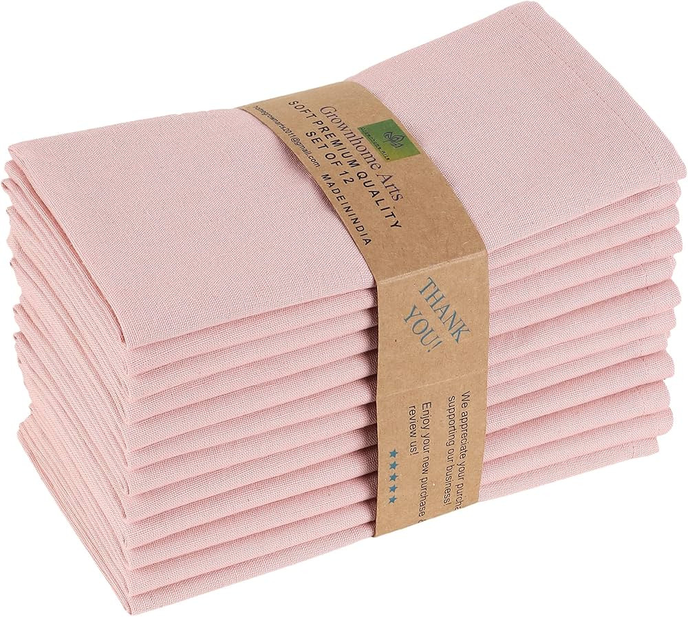 Grownhome Arts 85% cotton 15% Linen Dinner Cloth Set of 12 Napkins For Everyday Use Over Sized Ea... | Amazon (US)