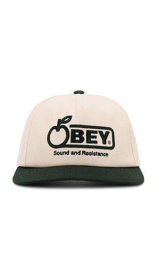 Obey Sound Twill 5 Panel Snapback Cap in Cream. | Revolve Clothing (Global)