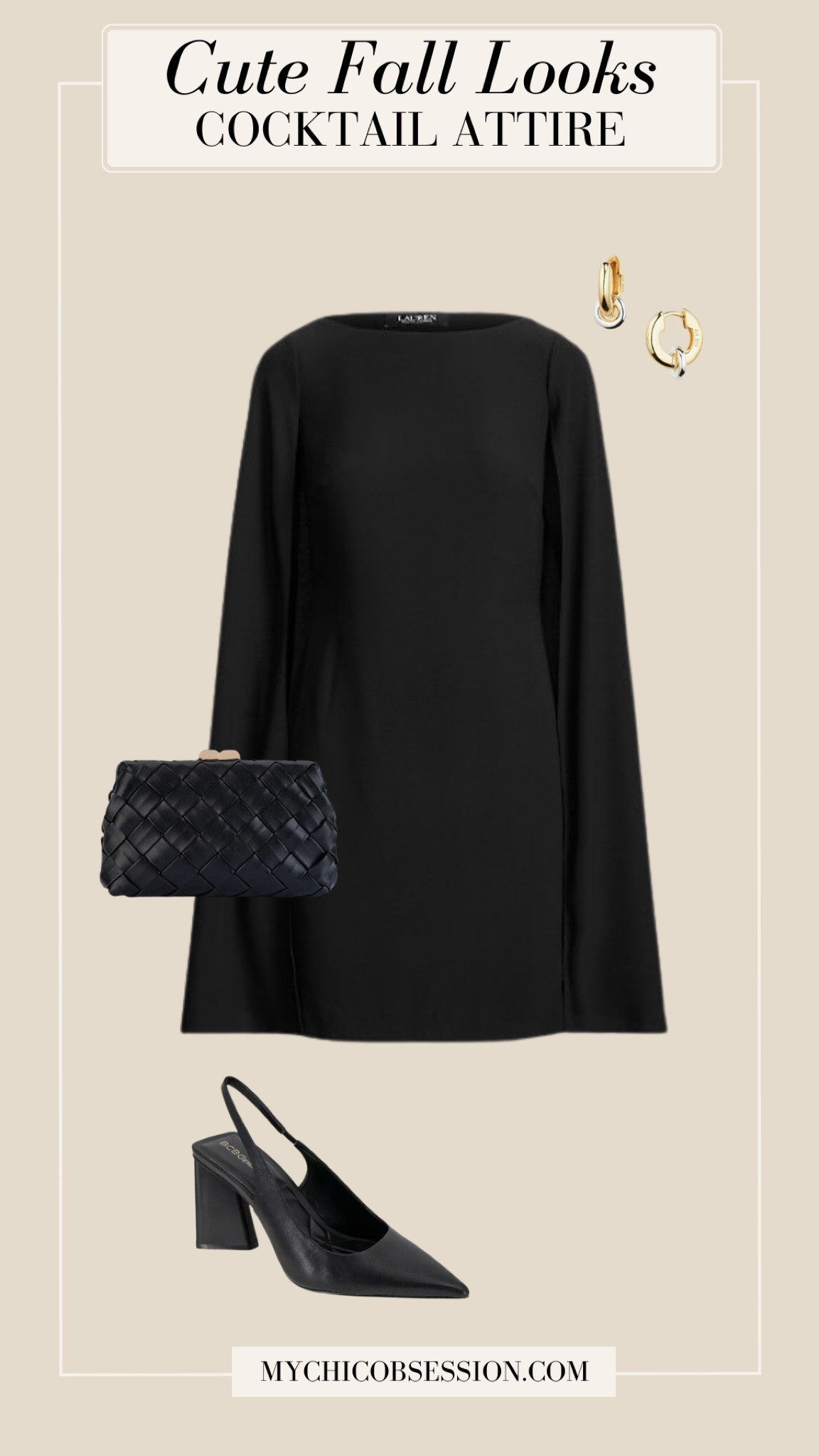 Cape dresses were a stunning sight at fall fashion shows this year. Style one for a cocktail attire event with slingback heels, mixed metal hoops, and a chic clutch.

#LTKSeasonal #LTKStyleTip