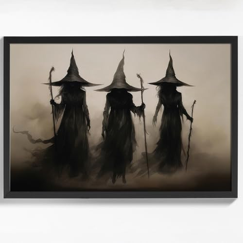 Black Framed Dark Academia Wall Art Painting Vintage Witch Poster For Halloween Victorian Gothic ... | Amazon (US)
